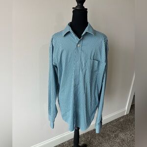 Cole Haan Men's Teal Checkered Shirt Size L